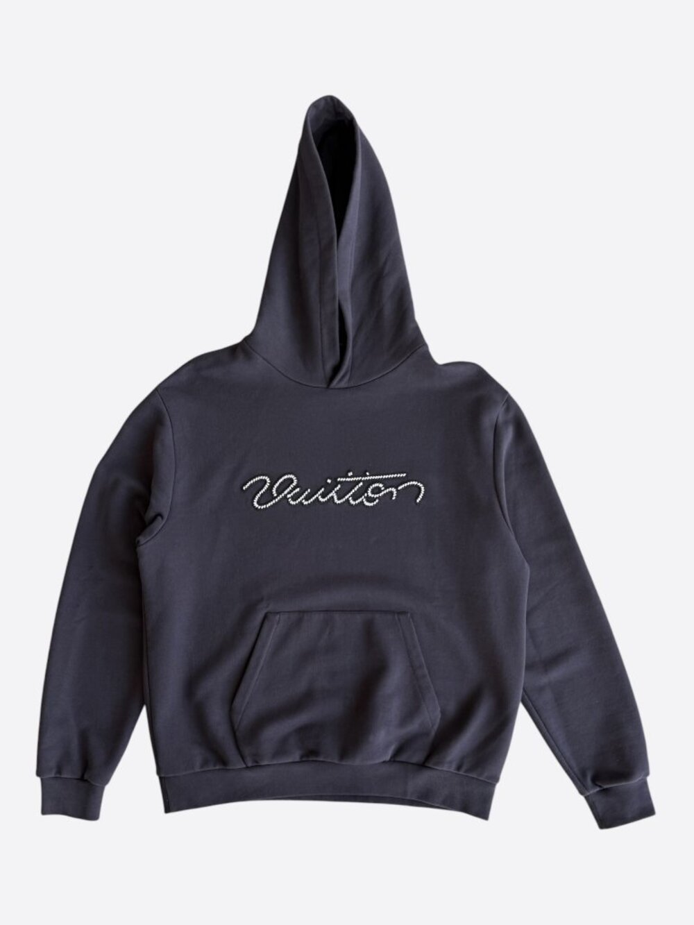 Louis Vuitton Black Embellished Signature Logo Hoodie